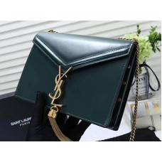 Saint Laurent Cassandra Monogram Clasp tas van kalfsleer, groen