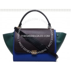 Celine Trapeze schoudertas van veelkleurig kalfsleer in bruin/blauw/groen