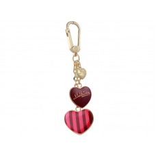 Louis Vuitton sleutelhanger met hartjesstrepen, rood