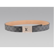Louis Vuitton Damier Graphite riem met zilveren logo gesp