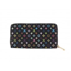 Louis Vuitton Monogram Veelkleurige Zwarte Zippy Portemonnee Pistache