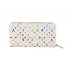 Louis Vuitton Monogram Multicolore Witte Zippy Portemonnee Litchi