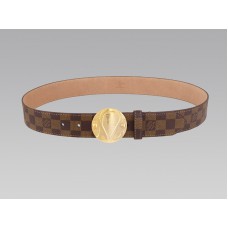 Louis Vuitton 1904 Damier riem met gouden gesp