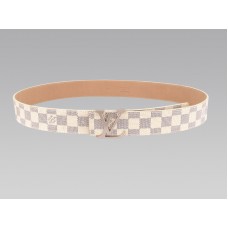 Louis Vuitton Initial Damier Azure riem met zilveren gesp
