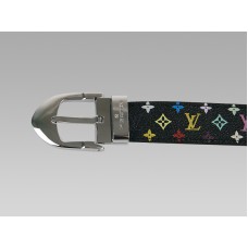 Louis Vuitton zwarte Multicolore klassieke riem met zilveren gesp