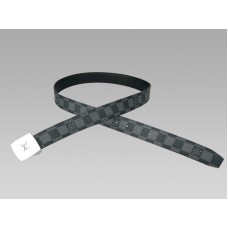 Louis Vuitton gesneden Damier grafiet riem zilveren gesp
