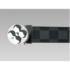 Louis Vuitton Damier Graphite riem met ronde zilverkleurige gesp