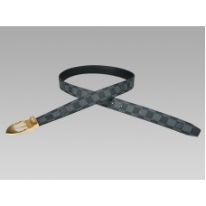 Louis Vuitton Damier Graphite Classic riem met gouden gesp