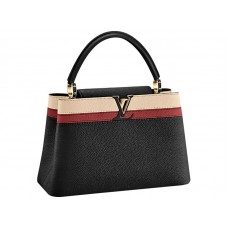 Louis Vuitton Capucines MM tas met zwarte strepen