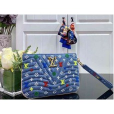 Louis Vuitton Monogram Denim New Wave Zip Pochette Blauw m67538