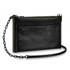 Louis Vuitton Monogram Shadow Leather Flat Messenger Zwart m44635