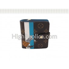 Louis Vuitton Monogram Groom Compact portemonnee met rits, blauw